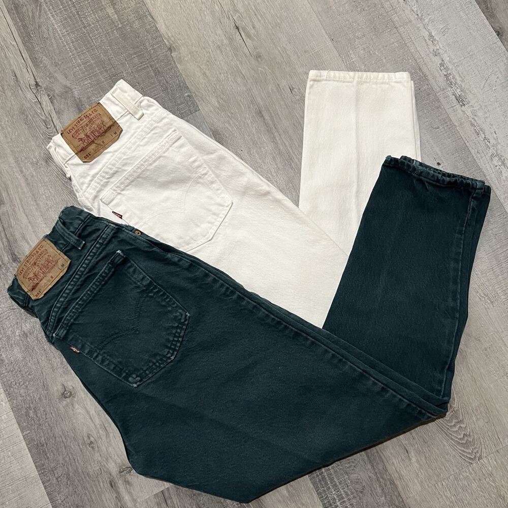VTG Levis 551 Womens Denim Jeans Bundle 90s White/Green 10 Med Relaxed Tapered